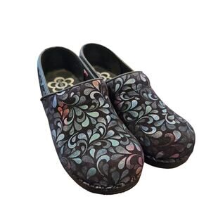 Sanita Clog Shoes Professional Plume Multicolor Teardrop Floral Women's Size 40